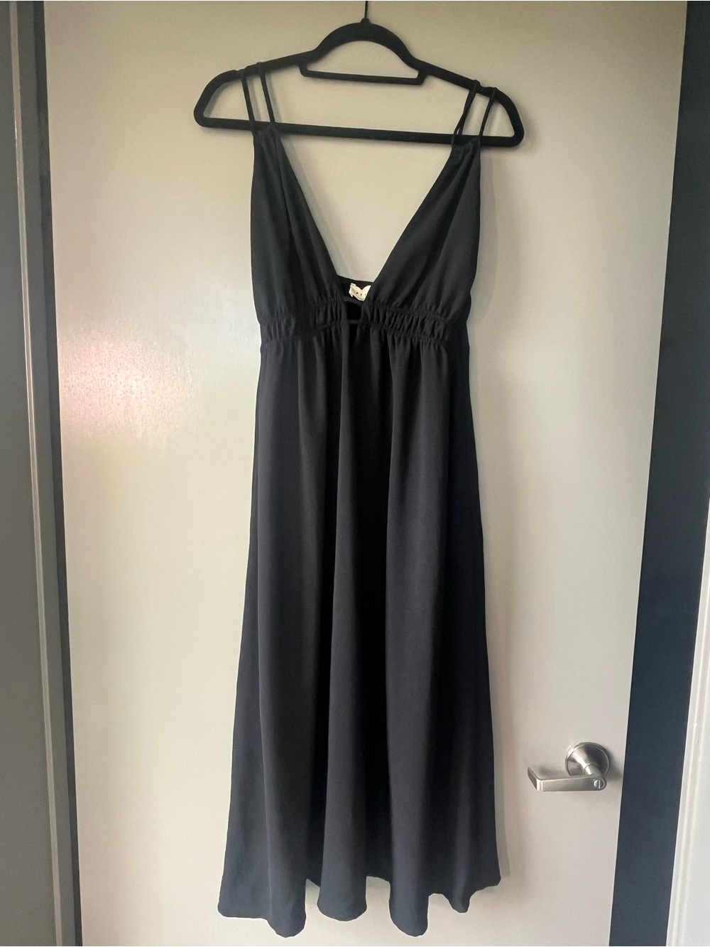 Black Midi Dress with Spaghetti Straps